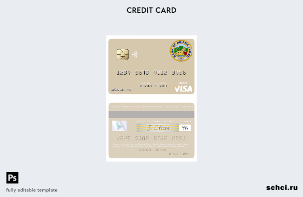 цифровая загрузка шаблона дебетовой карты Visa Банка Сьерра Леоне Сьерра Леоне